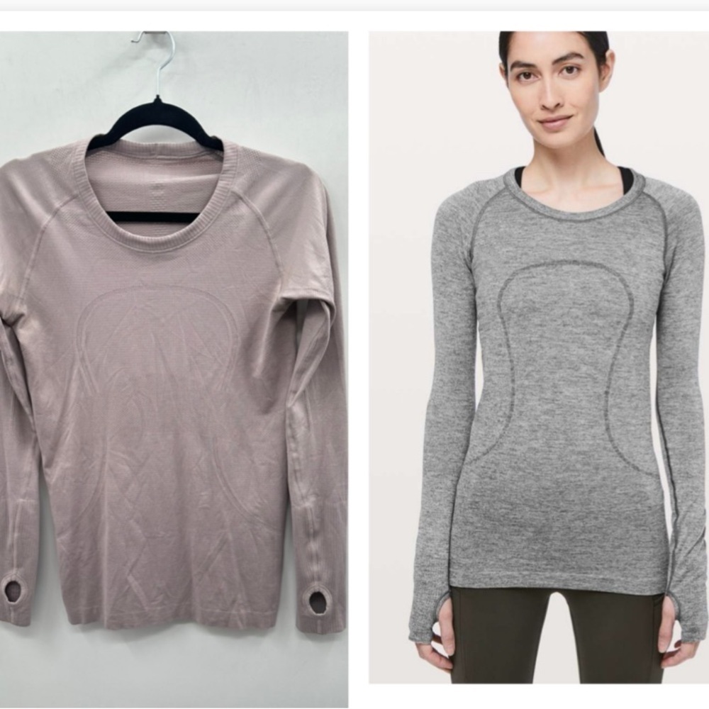 LULULEMON swiftly tech grey-purple quality yoga workout long sleeve tunic 8